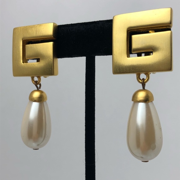 RARE VTG 80’S GIVENCHY “G” LOGO CLIP ON EARRINGS - Picture 4 of 9